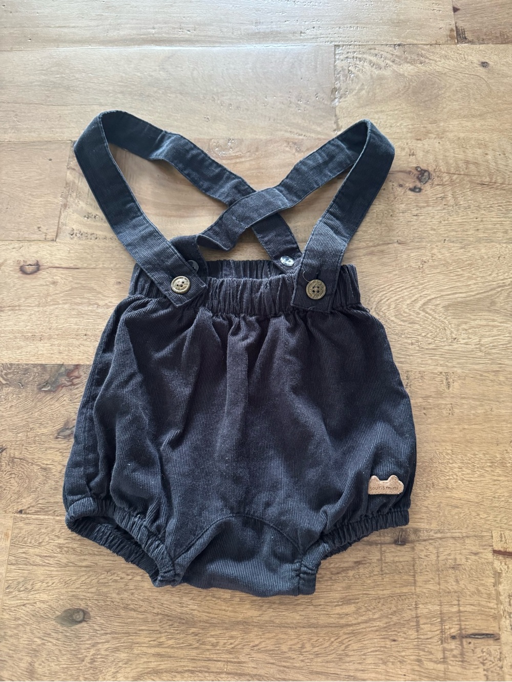 Souris Mini Baby Corduroy Suspender Romper in Dark blue size 9-12 months